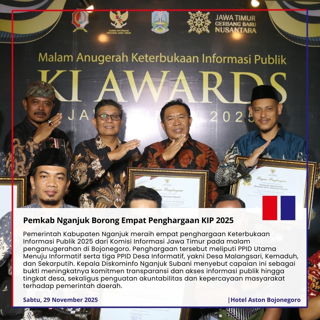 Pemkab Nganjuk Borong Empat Penghargaan KIP 2025 - Sabtu, 29 November 2025